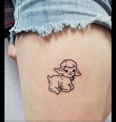 Baby Lamb Tattoo, Tattoos Space, Tiktok Tattoo, Tattoo Gato, Lamb Tattoo, Black And White Tattoos, Sheep Tattoo, Vampire Tattoo, Space Tattoos