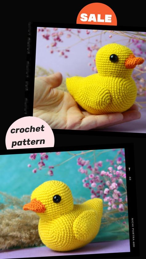 Duck Crochet Pattern, Yellow Rubber Duck, Duck Crochet, Crochet Yellow, Crochet Duck, Duck Pattern, Crochet Amigurumi Free Patterns, Crochet Amigurumi Free, Yellow Duck