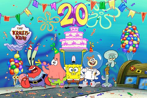 SpongeBob SquarePants 20th Anniversary Wallpaper Spongebob, Clancy Brown, Tom Kenny, Spongebob Birthday, Patrick Star, Sketch Comedy, 20th Birthday, Happy Birthday Images, Birthday Images