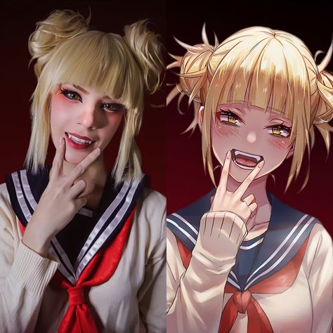 Instagram cosplayer: @arlincosplay   #toga #himiko #bnha #mha #bokunohero #myheroacademia #himikotoga #togahimiko #cosplayer #cosplaytoga #bnhacosplay #mhacosplay Toga Makeup Tutorial, Toga Cosplay Makeup, Toga Himiko Costume, Toga Himiko Hair Tutorial, Mha Toga Cosplay, Himiko Toga Inspired Outfits, Toga Himiko Cosplay Tiktok, Cosplay Makeup, Diy Costumes