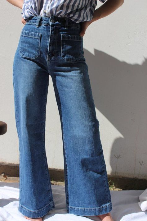 Sailor Jeans, Tailor Jeans, Flare Jeans Outfit, Sailor Jean, Feminine Casual, Jeans Outfits, Long Jeans, Tried And True, Wide Leg Denim