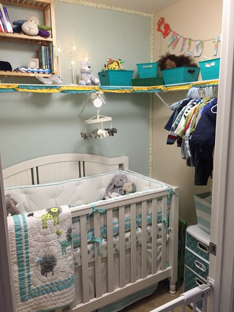 We turned a master closet into a nursery Turning A Closet Into A Nursery, Closet Turned Into Nursery, Nursery In Master Closet, Turning Closet Into Nursery, Nursery In Walk In Closet, Closet Nursery Ideas Walk In, Closet Turned Nursery, Small Closet Nursery, Walk In Closet Nursery Converted