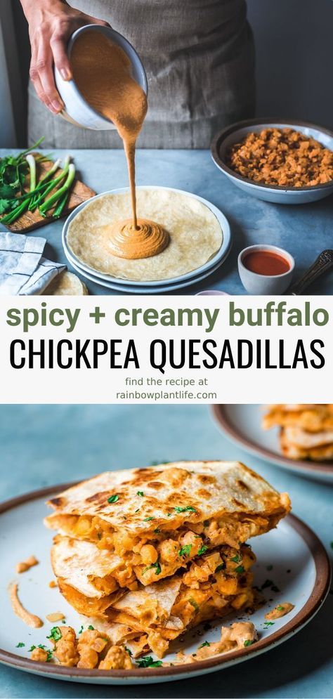 Chickpea Quesadillas, Mexican Cheese Sauce, Vegan Quesadillas, Wraps Vegan, Sandwich Vegetarian, Buffalo Chickpea, Diner Recept, Mexican Cheese, Tasty Vegetarian Recipes