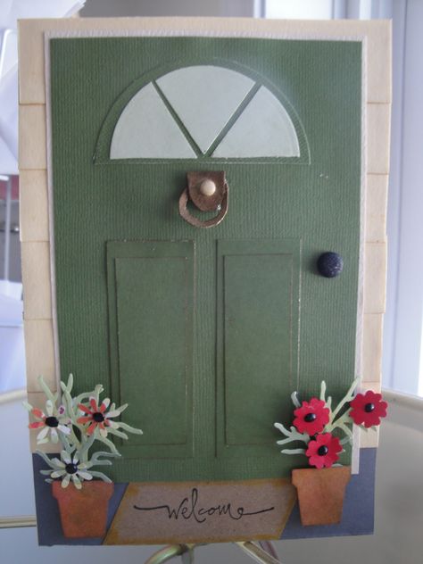 handmade card ... housewarming card with a paneled door and half circle window ... luv all of the design details ... Stampin' Up! Housewarming Cards, Workshop Inspiration, House Cards, Housewarming Card, New Home Cards, Cards Making, Window Cards, Die Cut Cards, Punch Art