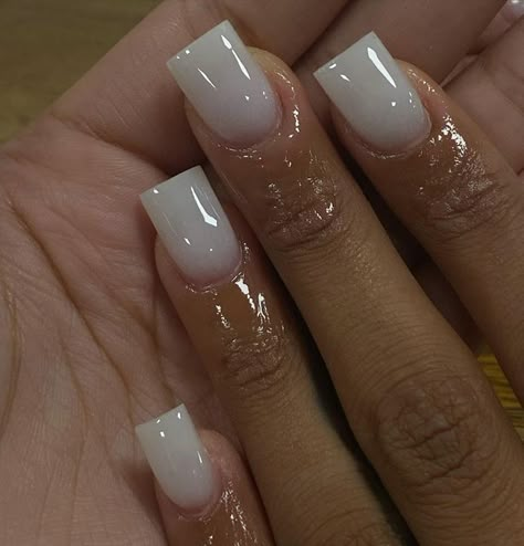 Off White Nails Short, Nut Nails Acrylic, Short Simple Nails Acrylic Square, Short Manicures Gel, Gel Nail Natural, Short Acrylic Nails Simple Color, Nut Color Nails Short, Basic Shorties Nails, White Nails Glossy