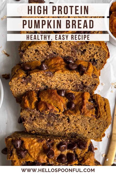 Protein Breakfast Bread, Protein Pumpkin Bread, Protein Bread Recipe, Pumpkin Bread Recipe Healthy, Chocolate Pumpkin Bread, Healthy Pumpkin Bread, Healthy Lifestyle Recipes, Pumpkin Banana Bread, Pumpkin Oats