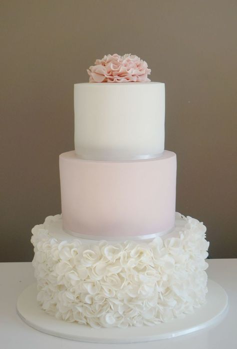 Pink And White Weddings, 3 Tier Wedding Cakes, 3 Tier Cake, Buttercream Wedding Cake, White Wedding Cakes, Simple Wedding Cake, Cool Wedding Cakes, White Wedding Cake, Elegant Wedding Cakes