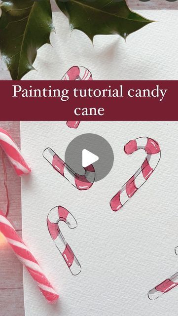 Danielle Hooi on Instagram: "Let’s get into the festive spirit and paint a candy cane! 🎄  Save this tutorial so you can try it later on and tag me if you enjoy 🎨  Materials used - @proartebrushes  Paint - @winsorandnewton  Paper - @cassart1984  Pen - @sakura_europe  White pen - @posca_uk  • • • #candycane  #candycanes  #paintingtutorial #paintingvideo  #paintingaday #drawingvideo  #festivepainting  #festivecrafts  #christmasiscoming  #christmasdrawing  #christmascrafts  #wipartwork  #holidaysarecoming #creativehappylife  #paintingmakesmehappy" How To Paint A Candy Cane, Candy Cane Watercolor, Watercolor Candy Cane, Candy Cane Painting, Watercolor Christmas Tags, Christmas Cards Homemade, Candy Cane Cards, Gift Card Ideas, Art Assignments