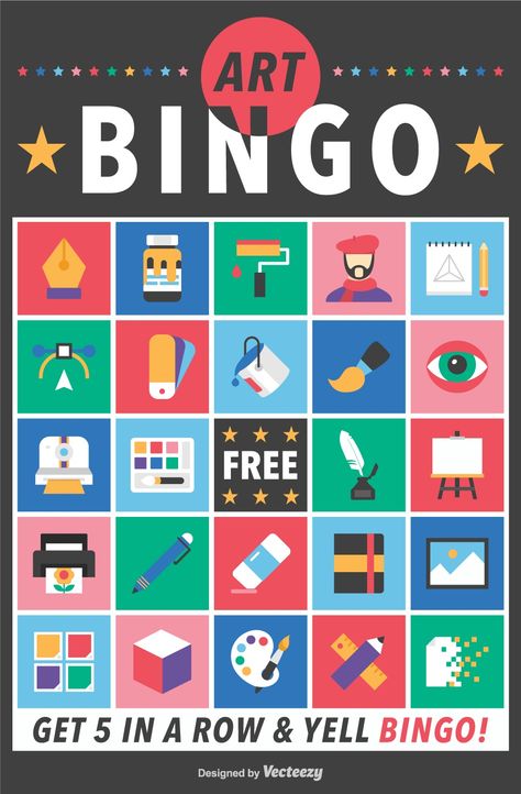 Art Bingo! Bingo Poster Design, Art Bingo, Class Bingo, Bingo Design, Art Education Projects, Art Mom, Bingo Template, Bingo Card, Bingo Board