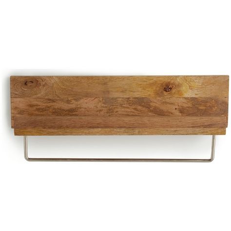 Buy Habitat Wooden Wall Mounted Shelf and Towel Rail - Natural | Towel rails and rings | Habitat Wooden Towel Rail, Mini Bathroom, Wall Mounted Shelf, Smart Bathroom, Big Bathroom, Curtain Rails, Shower Rail, Big Bathrooms, Wood Shelf