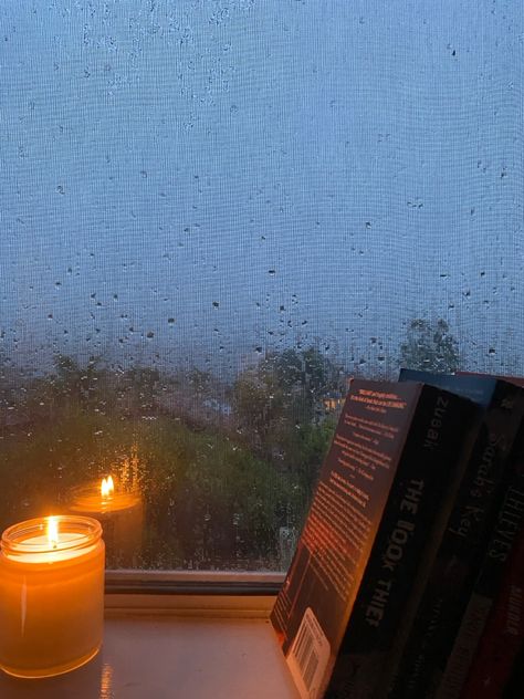 rain, window, books, candle, night, light, storm, reading, chill, aesthetic Rain Candle, Chill Aesthetic, Rainy Window, Rain Window, Window Plants, Window Candles, Night Rain, Candle Night, Tea And Books