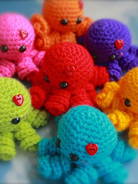 Mini Octopus, Amigurumi Octopus, Octopus Crochet Pattern, Quick Crochet Projects, Mini Amigurumi, Crochet Animal Amigurumi, Crochet Octopus, Crochet Keychain Pattern, Crochet Decrease