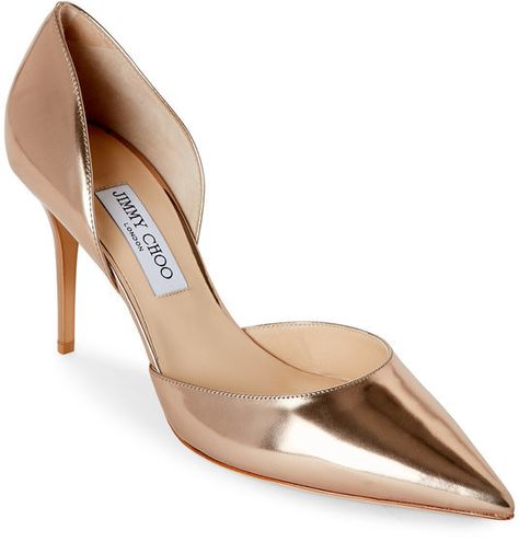 jimmy choo Rose Gold Pointed Toe High Heel d'Orsay Pumps Gold Pointed Heels, High Heels For Kids, Rose Gold Pumps, Rose Gold Shoes, Rose Gold Accessories, Beautiful Wardrobe, Rose Gold Heels, Metallic Pumps, Jimmy Choo Pumps