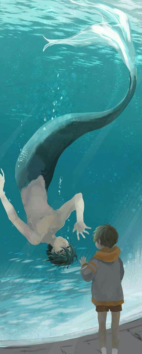 Merman kept in a tank. Tbh Creature Kissing, Merman Pose Reference, Male Mermaid Art, Merman Character Design, Mermaid Man, Anime Mermaid, Photo Prompts, Male Oc, Mermaid Drawings