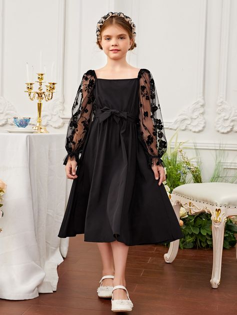 Frock Designs For Girl, Baby Girl Black, Frock Models, Dress Designs For Girls, Cotton Frock, Flounce Sleeve Dress, Frocks For Babies, Frocks For Kids, Black Frock