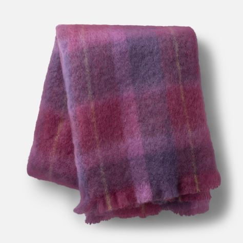 Luxurious softness meets a calming color palette in the Mohair Throw. Featuring traditionally dyed mohair yarn for a softer finish, each throw is crafted with precision to stand the test of time. Elevated and refined, this opulent throw is sure to add a welcoming touch wherever it rests. Crafted from the highest quality natural yarns by Cushendale Woolen Mills. | Plaid Mohair Throw in Olive Plaid by Schoolhouse Calming Color Palette, Scalloped Table, Hallway To Bedrooms, Mohair Throw, Orange Grove, Plaid Throw, Mohair Yarn, Home Decor Sale, Bedroom Furniture For Sale