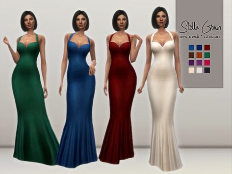 sims 4 cc // custom content clothing // Sifix's Stella Gown Sims Wedding, Sims 4 Wedding Dress, Sims 4 Game Mods, Sims 4 Dresses, Sims 4 Mm, Look Formal, Sims 4 Downloads, Sims4 Clothes, On Hiatus