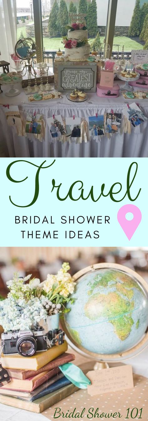 Travel Bridal Shower Theme, Theme Bridal Shower Ideas, Traveler Wedding, Nautical Theme Bridal Shower, Disney Themed Bridal Shower, Bridal Shower Tea Party Theme, Traveling From Miss To Mrs, Bridal Shower Wine Theme, Honeymoon Shower