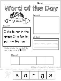 Word of the Day noun Word Of The Day Kindergarten, 100s Chart, Tutoring Ideas, Gingerbread Unit, Word Ideas, Daily Questions, Gingerbread Man Activities, Beginning Readers, Kids Worksheets Printables