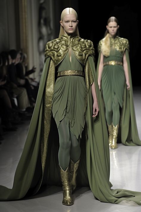 Fashion inspired by forest/wood elf High Elf Cosplay, Elf Fashion Aesthetic, Earth Themed Outfits, Fantasy Elf Outfit, Green Fantasy Outfit, Elf Inspired Outfit, Forest Elf Costume, Elven Clothes, Wood Elf Costume