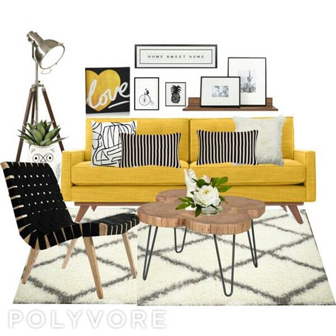 Black Wall Yellow Couch, Yellow Couch Office Ideas, Living Room With Yellow Couch, Black And Mustard Living Room, Mustard Yellow Couch Living Rooms, Black And Yellow Living Room Ideas, Mustard Couch Living Room Ideas, Mustard Sofa Living Room Ideas, Yellow Sofa Living Room Ideas