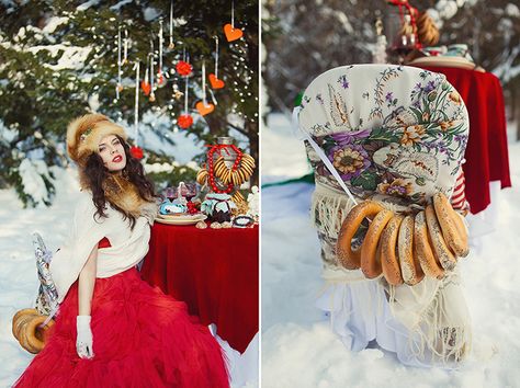 Russian Winter Wedding, Russian Wedding Traditions, Russian Party, Russian Inspiration, Red Ruffle Dress, Russian Wedding, Winter Wedding Bouquet, Russian Winter, Russian Culture