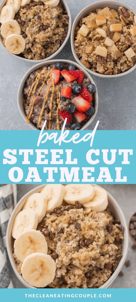 Baked Steel Cut Oatmeal is a delicious, healthy breakfast everyone will love. Vegan, gluten free & so easy to make -it's the best way to cook Irish oatmeal! Top it with bananas, berries, peanut butter - anything you like! This yummy dairy free breakfast is so simple and tasty! Baked Steel Cut Oatmeal, Dairy Free Breakfast, Irish Oatmeal, Delicious Healthy Breakfast, Frozen Fruit Recipes, Steel Cut Oats Recipe, Steel Cut Oatmeal, Baked Oatmeal Recipes, Dairy Free Breakfasts