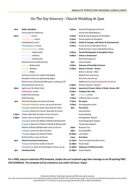 Wedding Timeline Day Of 2pm Ceremony, 2pm Wedding Timeline, Reception Schedule, Wedding Reception Schedule, Reception Order Of Events, Wedding Day Timeline Template, Reception Timeline, Wedding Day Itinerary, Wedding Reception Timeline