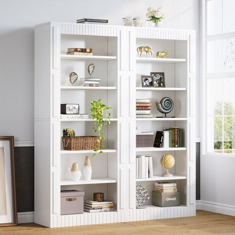 PRICES MAY VARY. 【Chic Modern Style】 The 6-tier bookshelf exudes modern charm. With clean-lined paneling details and a sleek white finish, this bookcase is a true statement piece that can instantly elevate the look of any room. 【Ample Storage Space】 Favorite books, family photos, plants, and other decorative items—offer them a spot to stage with this 11.81" D x 31.5" W x 72.83" H bookshelf. Concerned about sturdiness? No problem! Each extra-thick shelf can hold up to 66 lb. 【Versatile Storage So Book Case Ideas Living Room Decor, Tall White Bookcase, Surgery Quotes, Shelves For Home Office, White Bookshelf, Bookcase Modern, Wood Shelving Units, Tall Bookshelves, Shelf Decor Living Room