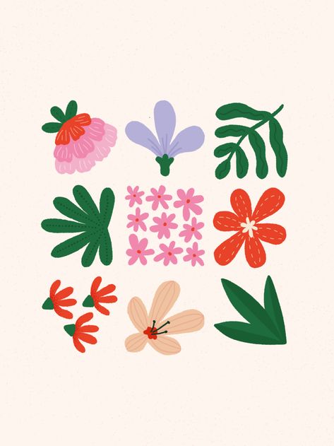 For all you botanical lovers out there, enjoy this simple art style of some of my favorite flowers & plants. Perfect if you are anything like me and want bring some nature into your home, but can't seem to keep any plants alive! Plants Illustration Simple, Simple Flower Wall Art, Flower Simple Illustration, Simple Nature Illustration, Floral Doodles Simple, Tropical Flower Illustration, Waterlily Illustration, Simple Digital Art Ideas, Simple Illustration Art