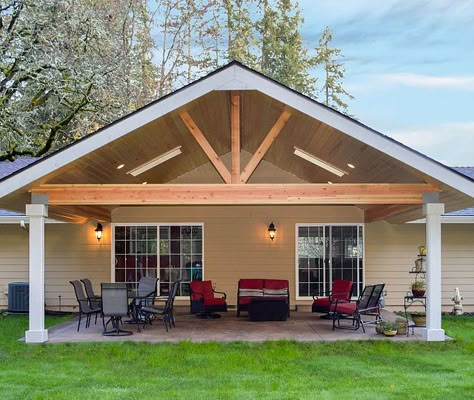 Gable Patio Cover Gable Patio Cover, Gable Patio, Backyard Covered Patios, Covered Patio Design, Patio Remodel, Outdoor Covered Patio, Covered Back Patio, Building A Porch, Casa Country