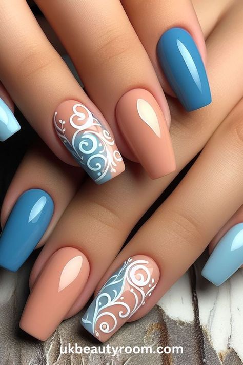 Blue is a popular color in nail art because it has many shades and looks great on all skin tones. This post lists 43 different blue nail designs that showcase the versatility of this color, from subtle pastel blues to vibrant royal blues, providing plenty of inspiration for your next manicure. Nails Dip, Nails Chrome, Fancy Nails Designs, Pretty Nail Art Designs, Blue Nail Designs, Blue Nail, Nails Spring, Pretty Nail Art, Summer Nails Colors