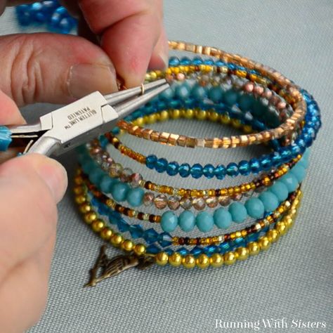 Wrap Bracelet Diy, Wire Bracelet Diy, Memory Wire Bracelets Diy, Wire Bracelets Diy, Wire Bracelet Tutorial, Memory Wire Jewelry, Wrap Armband, Memory Wire Wrap Bracelets, Wire Wrap Bracelet