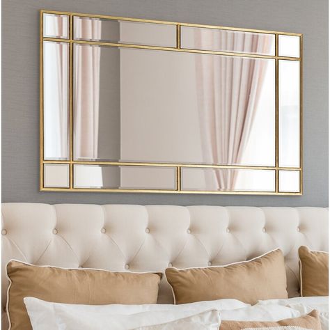 Etta Avenue™ Ryan Rectangle Wall Mirror & Reviews | Wayfair Rectangular Mirror Living Room, Dining Room Wall Mirror, Wall Mirrors Decor Ideas, Gold Mirror Living Room, Living Room Color Inspiration, Mirror Wall Design, Dining Room Mirror Wall, Dining Room Mirror, Justin Matthews