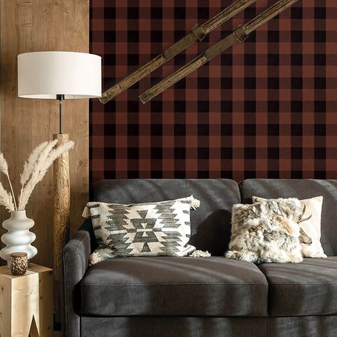 Snuggling into fall with this Lumberjack pattern from a new book called Yellowstone. #wallpaper #wallpapers #plaidwallpaper #cabinvibes #manlywallpaper Light Brown Wallpaper, Montana Landscape, Farmhouse Wallpaper, Western Designs, Indigo Wallpaper, Checkered Fabric, Brewster Wallcovering, Charcoal Wallpaper, Plaid Wallpaper