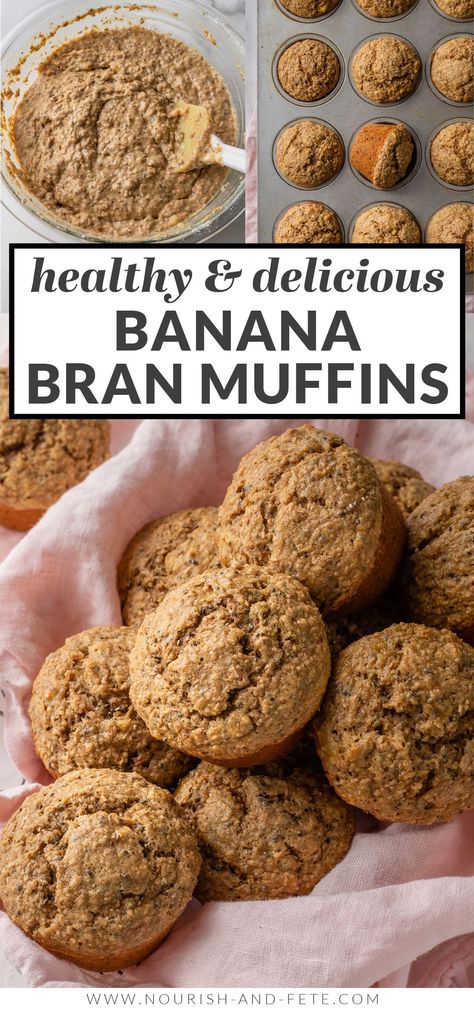 Muffin Board, Fiber Muffins, Healthier Muffins, High Fiber Muffins, Fiber Muffin, Bran Muffins Healthy, Banana Bran Muffins, Bran Muffin Recipes, Baked Donut