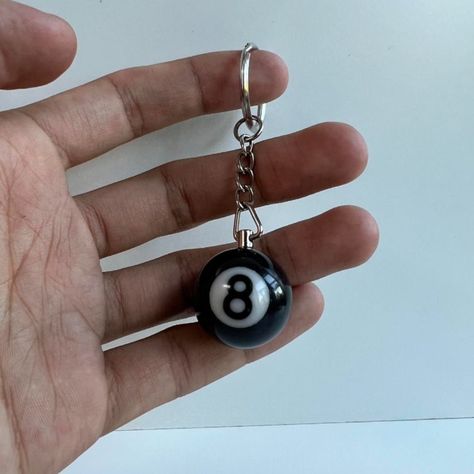 Cool Keychains For Car Keys, Y2k Keychain Aesthetic, 8 Ball Car Accessories, 2000s Keychains, Car Keychain Aesthetic, 8ball Keychain, Mcbling Keychain, Stussy Key Chain, Y2k 2000s