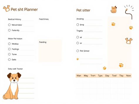 A clean and modern pet care planner designed to help pet owners track feeding schedules, vet visits, and walking routines. The planner includes sections for pet information, pet sitters, and health records, all in a sleek, minimalist style.
 
 #MinimalistDesign #PetCareRoutine #PetPlanner #PetHealthLog #PetOwnerOrganization #PetLovers #PetSitting #PetHealthTracker Pet Care Planner, Training Planner, Pet Information, Halloween Coloring Book, Daily Tarot, Modern Pet, Pet Sitting, Halloween Coloring Pages, Pet Sitters