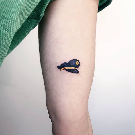 Captain Haddock Tattoo, Tintin Tattoo Ideas, Tintin Tattoo, Captain Tattoo, Captain Haddock, Ship Tattoo, Ink Blot, Line Tattoos, Creative Tattoos