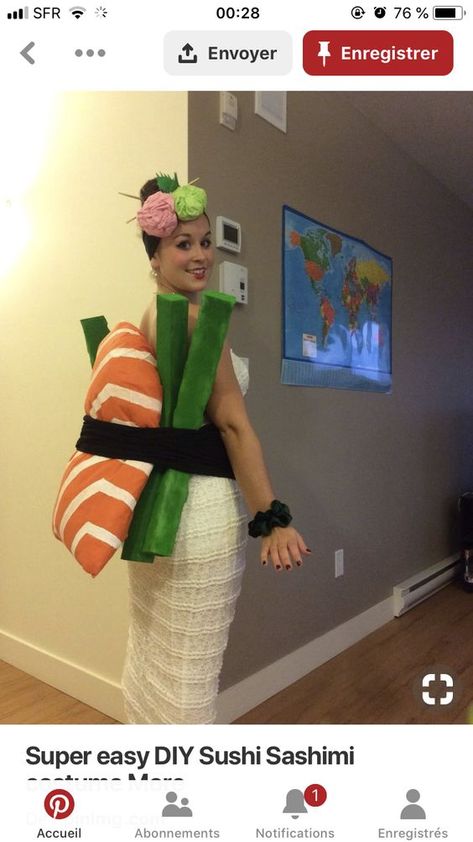 Easy Diy Sushi, Last Minute Halloween Costumes Ideas, Diy Last Minute Halloween Costumes, Blues Clues Costume, Sushi Halloween Costume, Sushi Halloween, Bubble Costume, Sushi Costume, Diy Fantasia