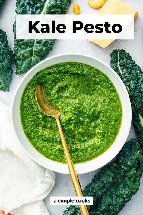 How To Freeze Kale, Recipes Kale, Kale Pesto Recipe, Shrimp Pesto Pasta, Freezing Kale, Caprese Sandwich, Pesto Salmon, Arugula Pesto, Kale Pesto