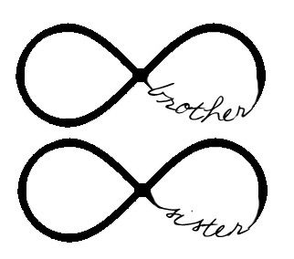 Brother & sister tattoo AWWE! Ty could get one too! @Amy Bowman Sister Tattoo Infinity, Sister Symbols, Tattoo Sister, Matching Tattoos For Siblings, Infinity Symbol Tattoo, Twin Tattoos, Empowering Tattoos, Brother Sister Tattoo, Dove Tattoos