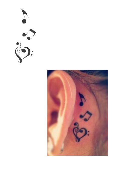 Music Note Tattoo Behind Ear, Behind The Ear Tattoo, Tattoo Behind Ear, Tattoo Music, Music Note Tattoo, Ear Tattoos, Armband Tattoo Design, Note Tattoo, Music Stickers