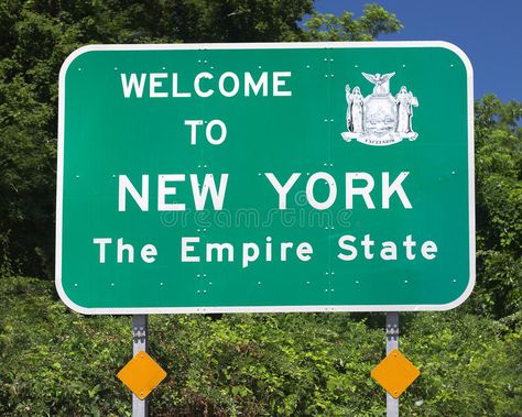 New State Sign. Roadside sign welcoming visitors to New York State , #Sponsored, #Roadside, #Sign, #State, #sign, #York #ad Presque Isle State Park, Welcome To New York, Whatsapp Text, State Signs, Empire State Of Mind, I ❤ Ny, New York State, Empire State, New Yorker