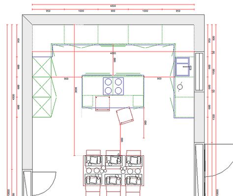 Kitchen With Island And Dining Area, 3 Wall Kitchen Layout With Island, One Wall Kitchen Design With Island, Island Kitchen Measurements, Kitchen Island Dimensions Layout, Kitchen Island Layout Floor Plans, Table Instead Of Island In Kitchen, Kitchen Island And Dining Table Layout, Kitchen Island Sizes Layout