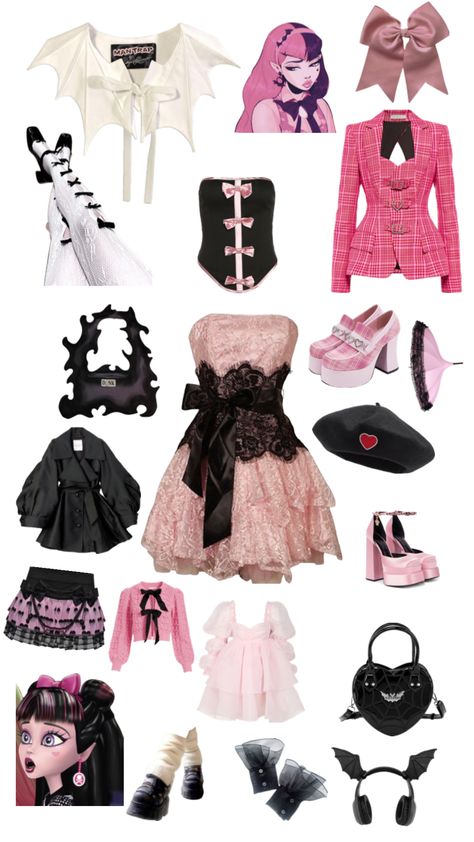 #draculaura #monsterhigh #monsterhighaesthetic Draculaura Aesthetic Outfit, Emo Outfits For Girls, Draculaura Aesthetic, Hot Topic Clothes, Pastel Goth Fashion, Anime Inspired Outfits, Fits Clothes, Emo Outfits, Edgy Outfits