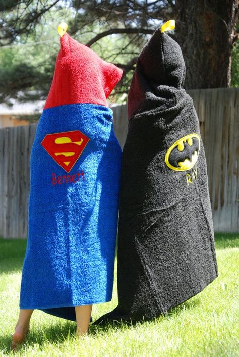 Man Bat, Sewing Men, Kids Hooded Towels, Man Spider, Bat Man, Super Man, Hooded Bath Towels, Hooded Towels, Hooded Baby Towel