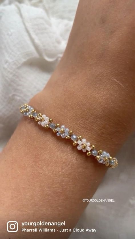 Baby blue flower bracelet 💙💙 in 2022 | Beaded bracelets, Beads bracelet design, Beaded jewelry Blue Flower Bracelet, Pinterest Baby, Golden Angel, Beaded Necklace Diy, Diy Bracelet Designs, Beads Bracelet Design, Handmade Jewelry Tutorials, Bracelets Diy, Beaded Jewelry Designs