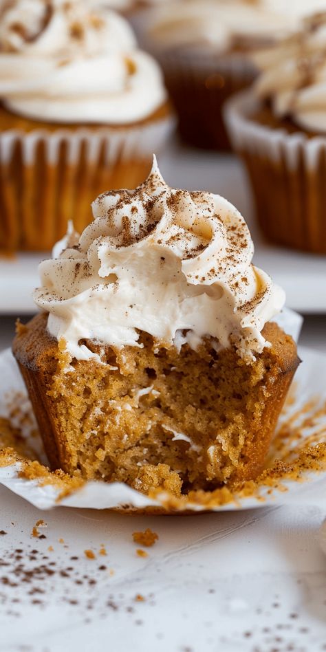 Pumpkin Spice Latte Cupcakes – Chasety Chai Cupcake Recipe, Pumpkin Latte Cupcakes, Coffee Buttercream Frosting, Chai Latte Cupcakes, Pumpkin Spice Latte Cupcakes, Fall Treats Recipes, Brown Sugar Frosting, Instant Espresso, Espresso And Cream