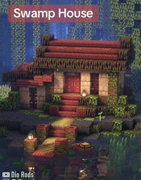 Mangrove Swamp Builds Minecraft, Minecraft Swamp House, Minecraft Swamp, Blossom Minecraft, Minecraft Witch, Swamp House, Village Vibes, Cottagecore Minecraft, Minecraft Village